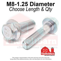 M8-1.25 Class 10.9 Hex Flange Screws Frame Bolts Zinc Clear (Pick Length &Qty)