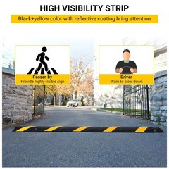 2 Pack 6FT Rubber Speed Bump 2 Channel 66000 LBS Load Heavy Duty Road Speed Hump