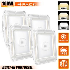 4PACK- IP65 Waterproof Led Canopy Light 100W Outdoor Parking Garage Area Lights