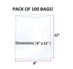 100 PACK – 8″ W x 12″ L, 4MIL Plastic Clear Bags Flat Heat Seal Poly Bag HR