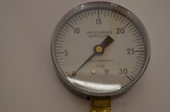 974-2 1/2 0-30 Pressure Gauge, Water/Steam/Oil/Gas. United Brass Works, Inc.
