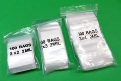 300 Bags Reclosable 2 Mil White Block Poly 2×2 2×3 3×4 -100 Each Zip Top Seal