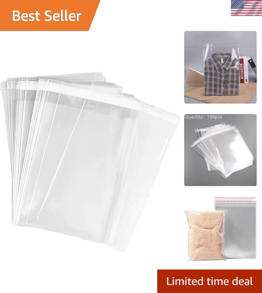 Bulk Value 100 Clear 9×12 Self-Sealing Bags – Secure Packaging for All Needs