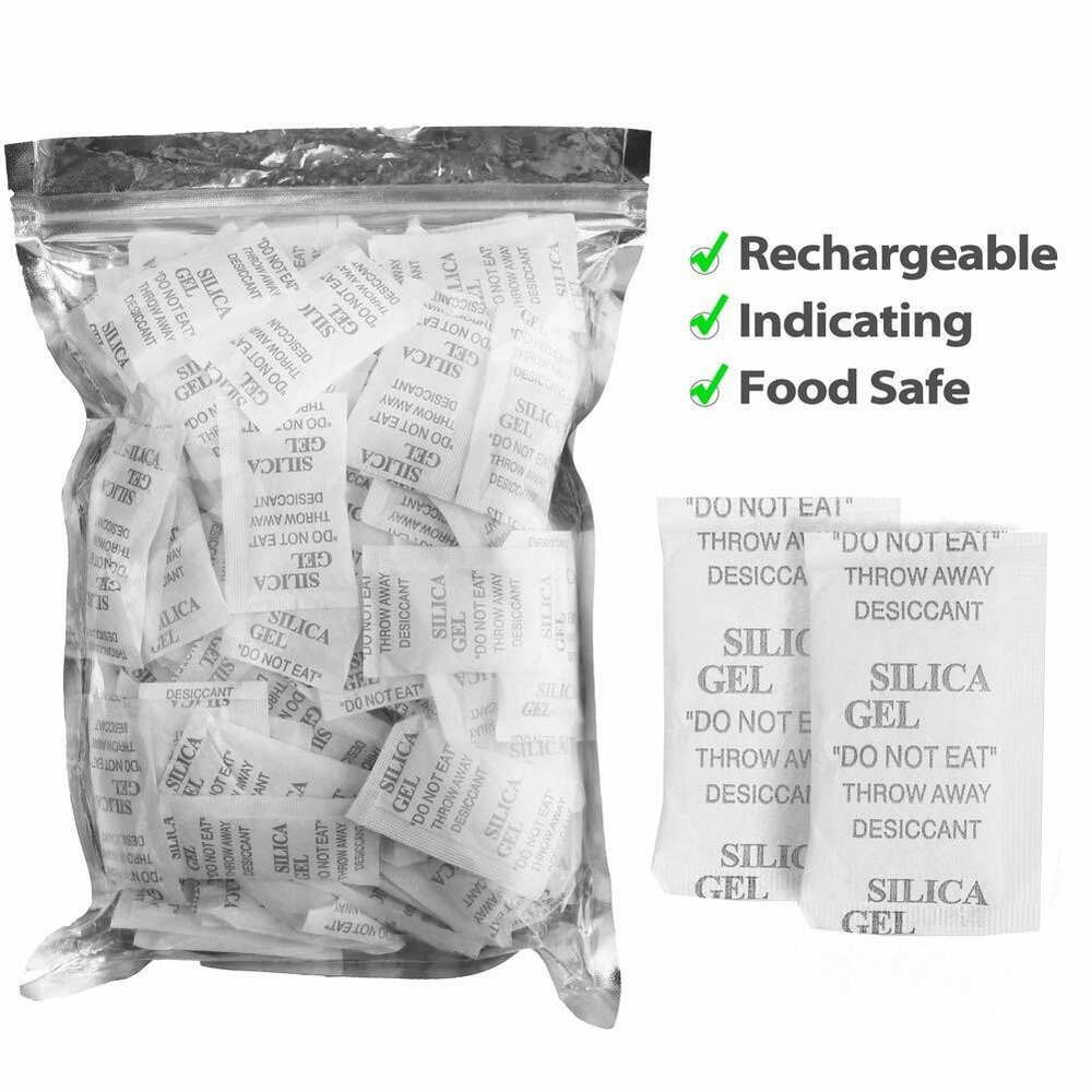 100 Pack 3 Grams Silica Gel Desiccant Pack Moisture Absorber Reusable Food Safe