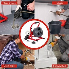 50Ft x 5/16″ Drain Cleaner Machine for 3/4″ to 3″ Pipe Drain Auger Sewer Snake