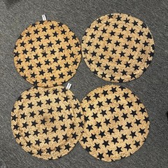 Stars & Stripes Placements Americana Patriotic Navy STAR JUTE ROUND Set of 4