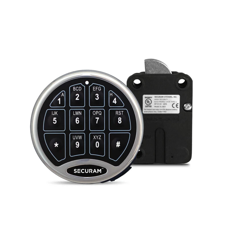 SecuRam Safelogic Basic Electronic Lock & Keypad SET – Swingbolt – Chrome
