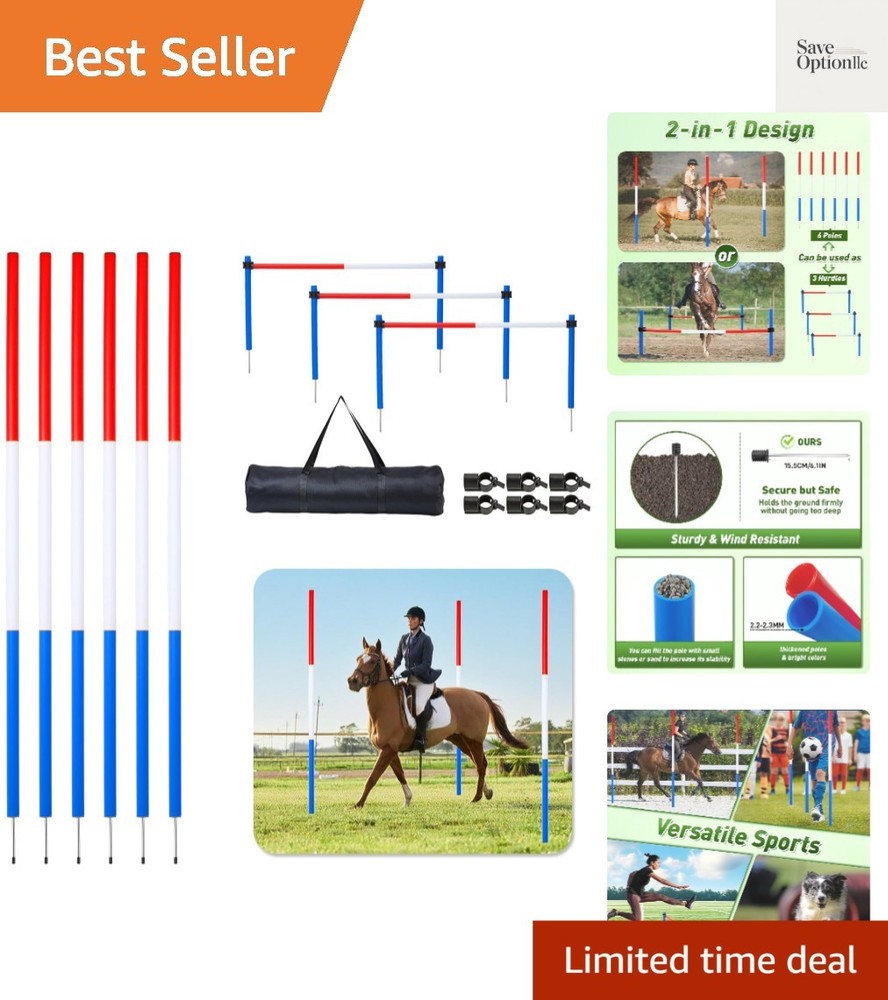 6 Pcs Pole Bending Poles for Horses,6FT Adjustable Equestrian Training Equipm…