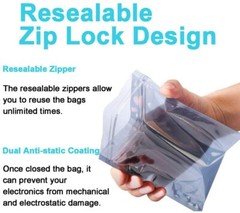 15X20cm/5.9X7.9inches Anti-Static ESD Shielding Silver Zip-Lock Reclosable Bags