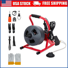 50Ft x 5/16″ Drain Cleaner Machine for 3/4″ to 3″ Pipe Drain Auger Sewer Snake