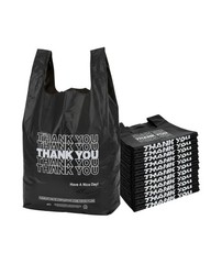 AssurePak Easy-Open Case of 800 Black HDPE Plastic ‘Thank You’ Bags – NEW