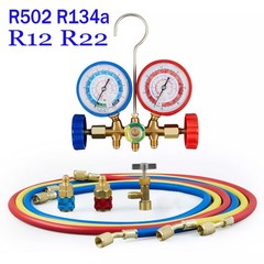 For R502 R134a R12 R22 AC Manifold Gauge Set A/C Refrigeration 3 Way Hose