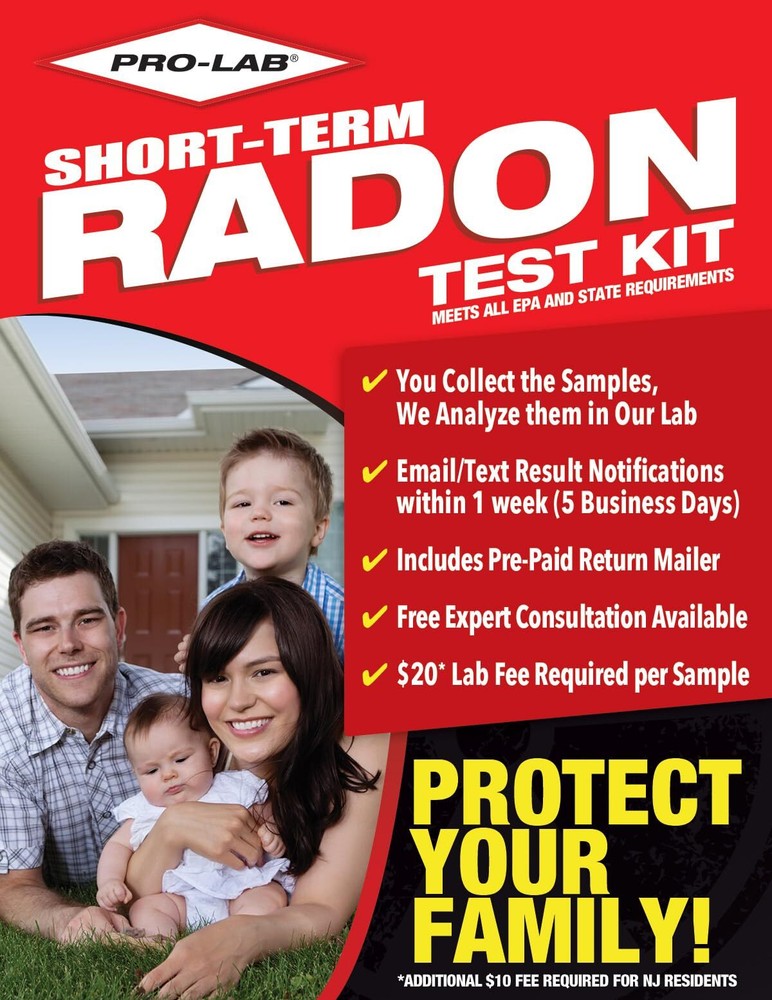 PRO-LAB Radon Test Kit for Home – EPA Approved Short-Term Radon Tester with 2