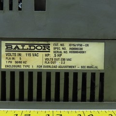 Baldor ID15J1F50-ER 0.5HP Adjustable Speed Drive 115VAC Input 230V Out 1PH