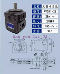 1PC New For YLC PV2R1-28RAF1 Variable Vane Pump 28ml/r 21MPA 1450r/min