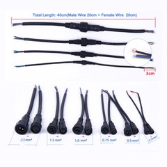 40cm Waterproof Male & Female Plug Wire Connector Cable Electrical Wire 2-8Pin