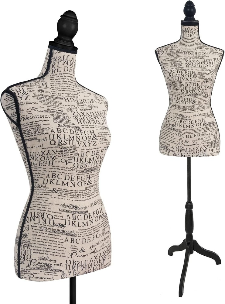 Fabric Female Mannequin Body,Dress Form Sewing with Adjustable Tripod Stand