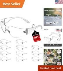 Bison Life Safety Glasses: 12 Pairs, Scratch-Resistant, ANSI Z87.1 Protection