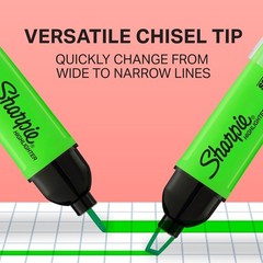 Clear View Highlighters, Chisel Tip, Assorted Colors, 4 Pack – Waterproof Ink