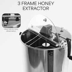 VIVO Large Three 3 Frame Stainless Steel Honey Extractor (BEE-V003D)