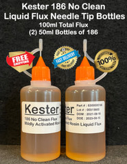 100ml / 3.38oz KESTER 186 NO CLEAN LIQUID ROSIN FLUX NEEDLE TIP BOTTLES