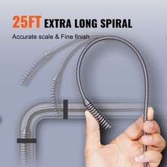 VEVOR 25Ft 1/4″ Plumbing Drain Cleaner Snake Drain Auger Cleaning Clog Remover