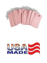 100 – 4 3/4″ x 2 3/8″ Pink Inventory Tags Strung with ELASTIC Stretchable String