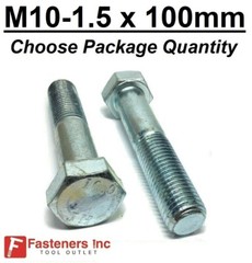 M10-1.50 x 100mm Metric Hex Cap Screws Bolts Zinc Grade Class 10.9 Hardened