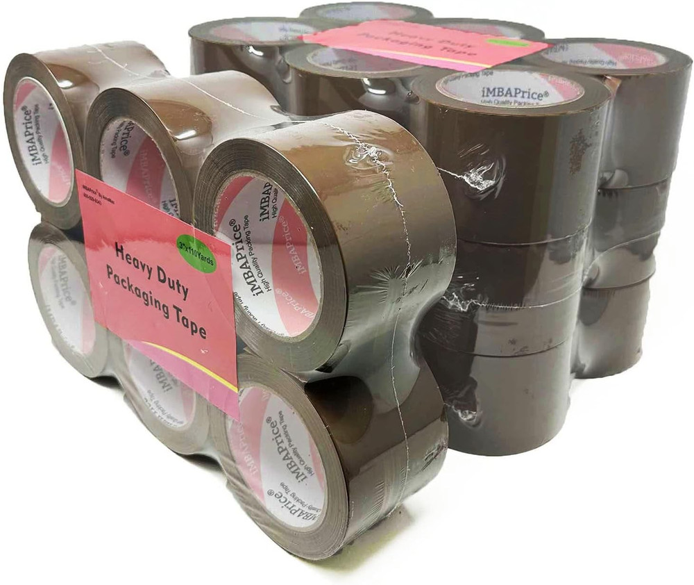 Imbaprice – Brown/Tan Color Packaging Shipping Tape, 3-Inches X 110 YDS, (Pack o
