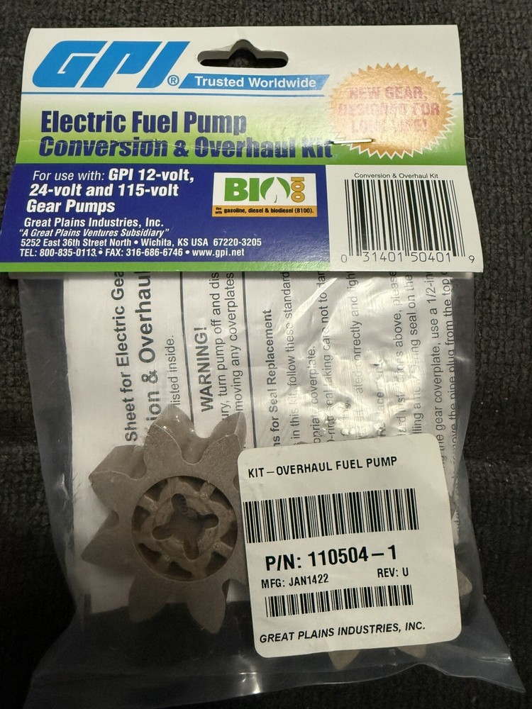 GPI Electric Fuel Pump CONVERSION & OVERHAUL KIT 110504-1 FREE SHIPPING