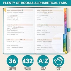 Address Book with Colorful Alphabetical Tabs 8.4″ x 5.7″ – Hardcover Contact …