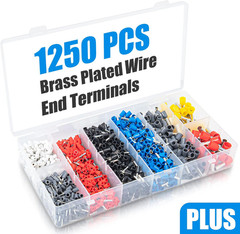 Ferrule Crimping Tool Kit w/ 1250PCS Wire Ferrules AWG 23-7 Ratchet Crimper