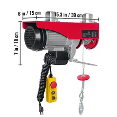 Electric Hoist 1320lbs Crane Winch with Wired Remote Control 1150W 110V