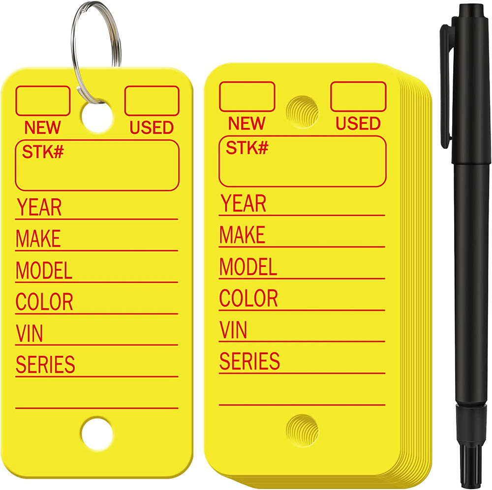200 Pcs Poly Car Key Tags with 200 Pcs Rings and 2 Markers