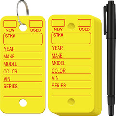 200 Pcs Poly Car Key Tags with 200 Pcs Rings and 2 Markers
