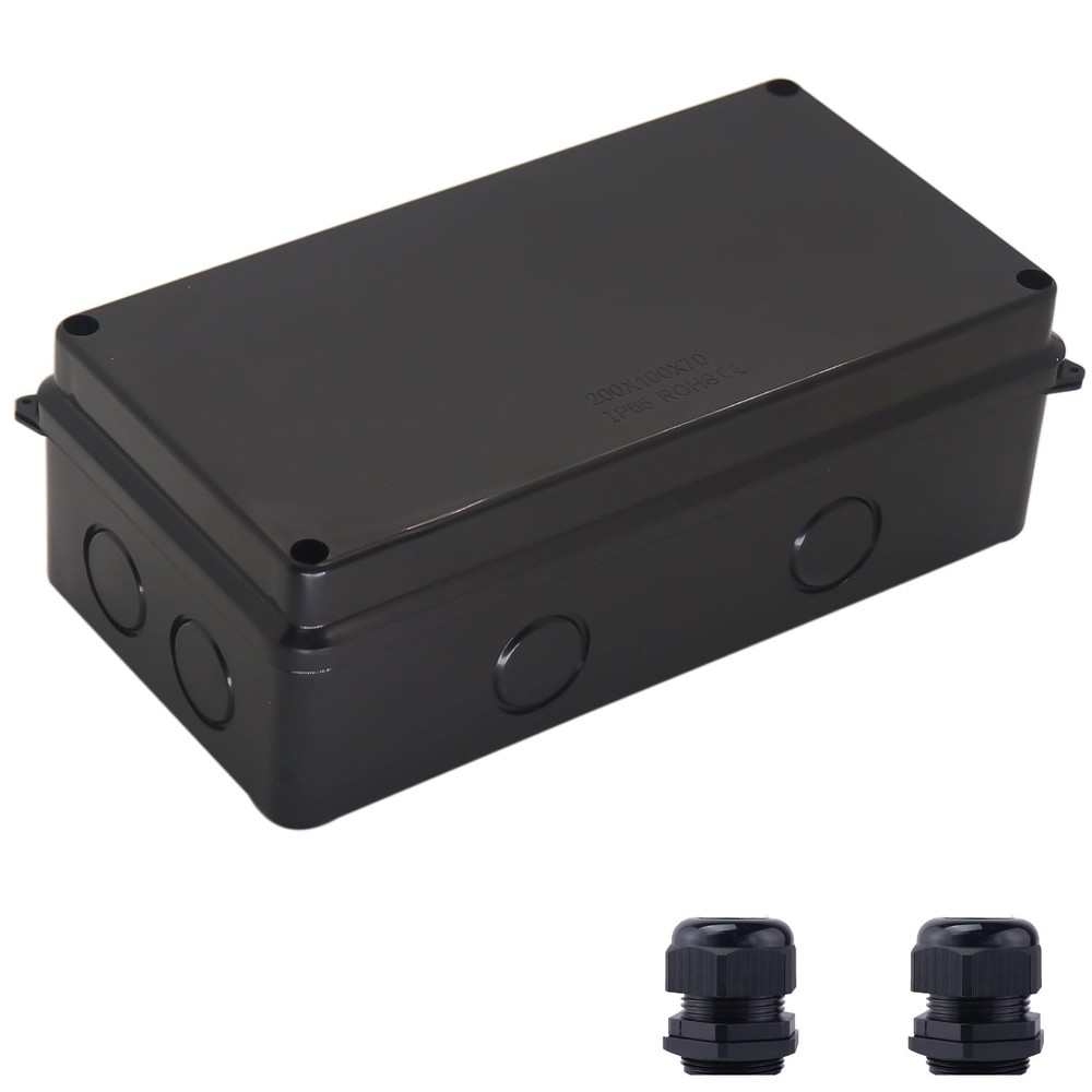 Electrical Box, Outdoor Waterproof Box IP65 7.9″ x 3.9″ x 2.8″, Black