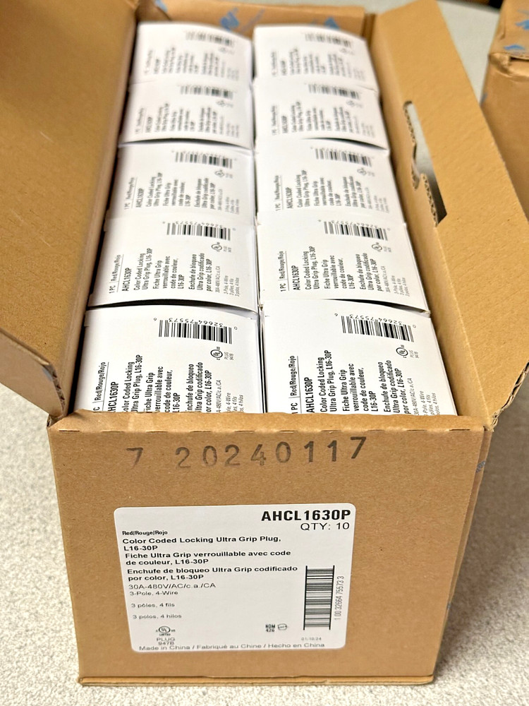 10 NEW Eaton AHCL1630P Red Locking Plugs NEMA L16-30P 30A 480V 3 Phase 3P4W