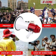 5Core 60W Megaphone Speaker Pro Bullhorn Handheld Police Siren Voice Recording