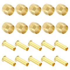 20 Pcs Brass Compression Sleeves Ferrules for 1/4″ OD Hose Tube