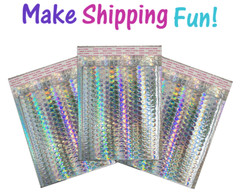 8.5×12 Holographic, Pink, Teal METALLIC BUBBLE MAILERS, Poly Padded Envelopes!