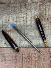 WATERMAN Carène Marine Amber Ballpoint Pen Gold Trim Blue Ink France