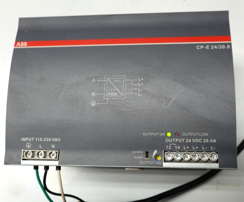 ABB CP-E 24/20.0, 24Vdc, 20 Amp Power Supply, Powers Up