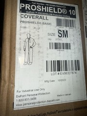 BOX of 25 DuPont ProShield 10 Blue Coveralls w/Hood Size Small PB127SBUMD002500