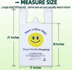 100 Count, Plastic Bags with Handles, T-Shirt Bags Large 11″x6″x21″, Heavy Duty