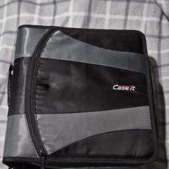 Case-it DUAL-301 Storage Binder 2in D-Ring 300 Sheet Zipper, Handle Black/Gray