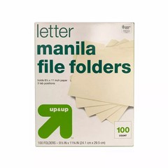 100ct Manila File Folders – up&up™: Letter Size, Top Tab, 12 Sheet Capacity, Bro