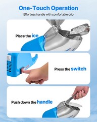 VEVOR Commercial Ice Crusher 286LBS/H Electric Snow Cone Maker Shaved Ice Blue