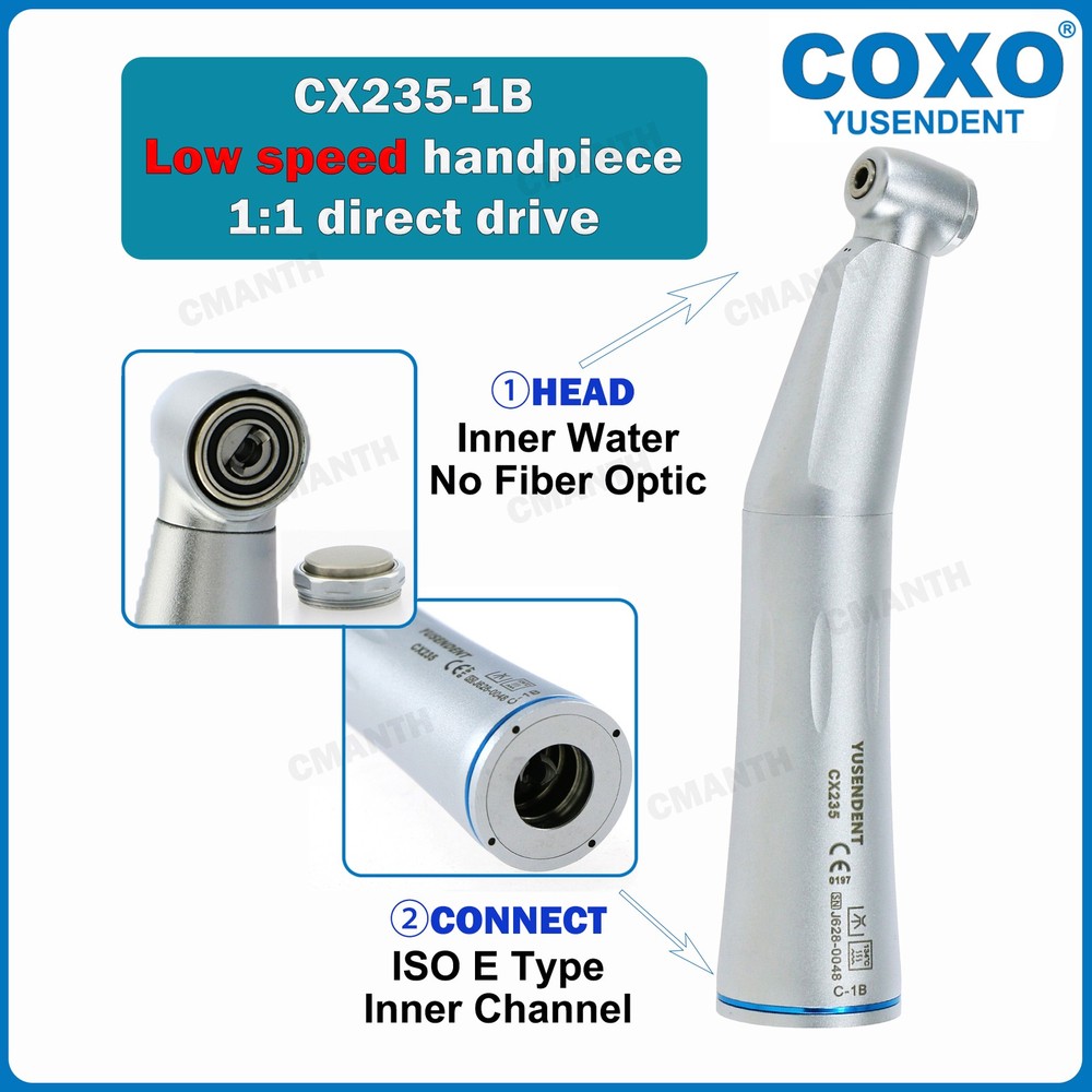COXO Dental Contra Angle Turbine 1:1 Internal Water Low Speed Straight Handpiece