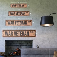 WAR VETERAN Vintage Street Sign Metal Plastic WWI WWII Vietnam Vet retirement