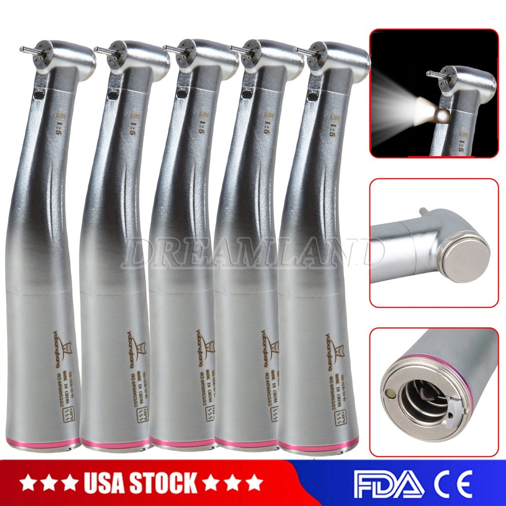 5 pcs Dental 1:5 LED Contra Angle Increasing Handpiece Fit NSK Electric Motor